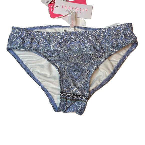 Seafolly Kids Blue Paisley Pattern Bikini Bottom Swimwear Size 10 New - Picture 1 of 3